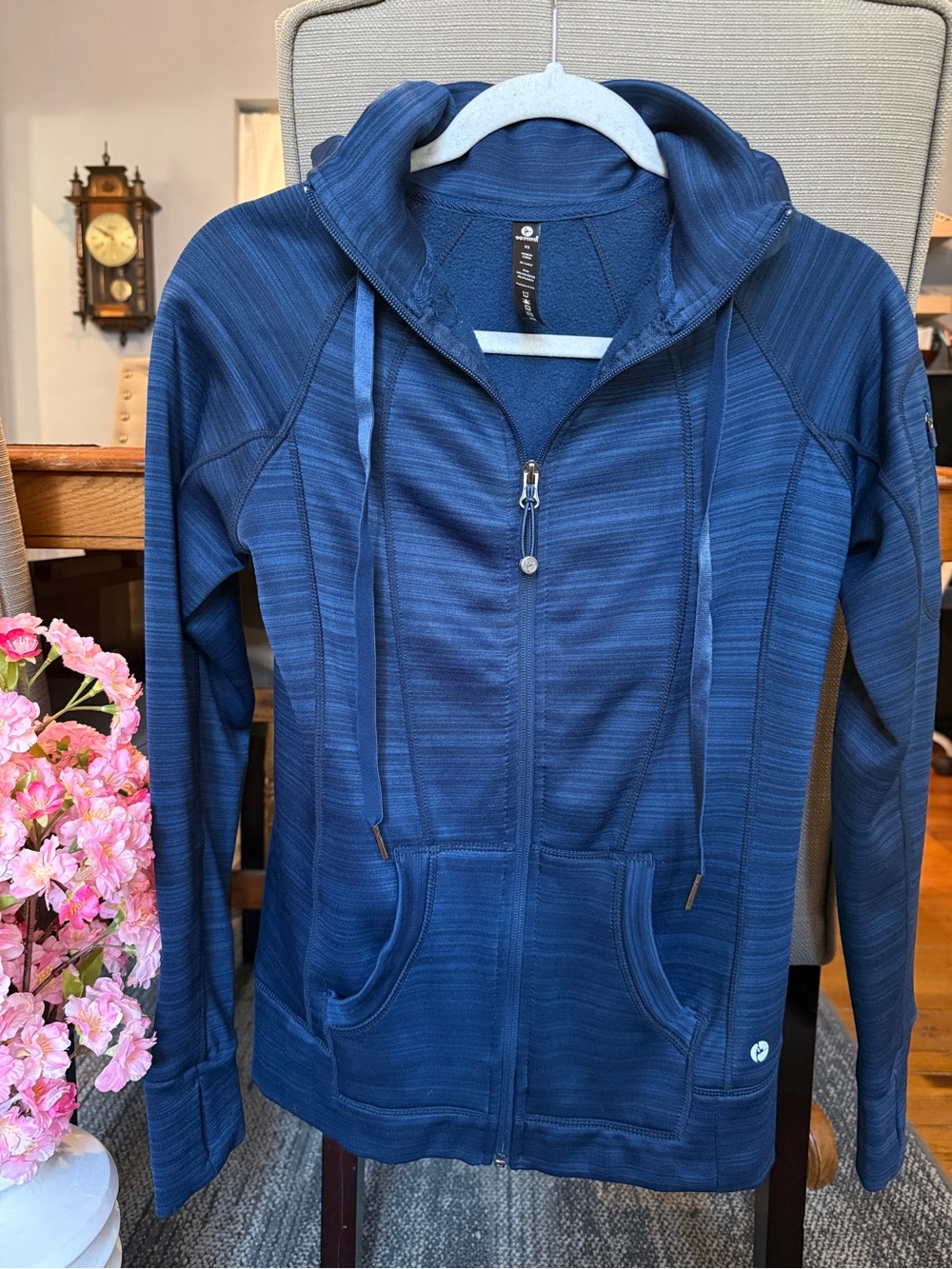 90 Degree By Reflex Women's Navy Blue Full-Zip Hoodie Jacket